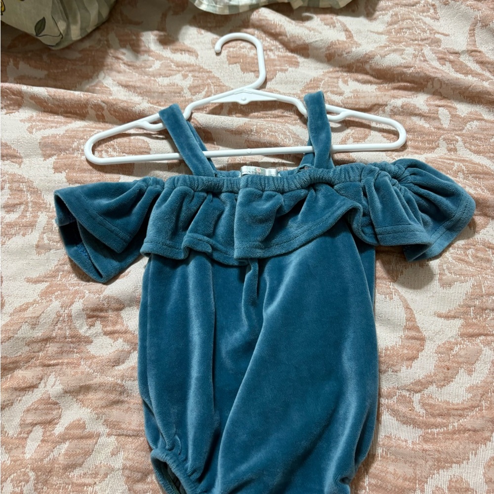 Riley's Blossoms Blue Baby Romper